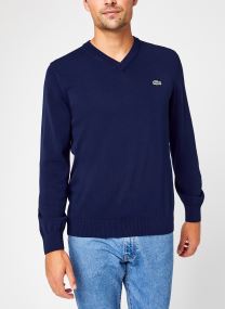 Pulls Pull - Pull Col V En Coton Biologique Uni Croco homme bleu