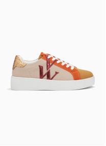 Baskets Baskets monogramme Gaïa beige et orange à lacets beige
